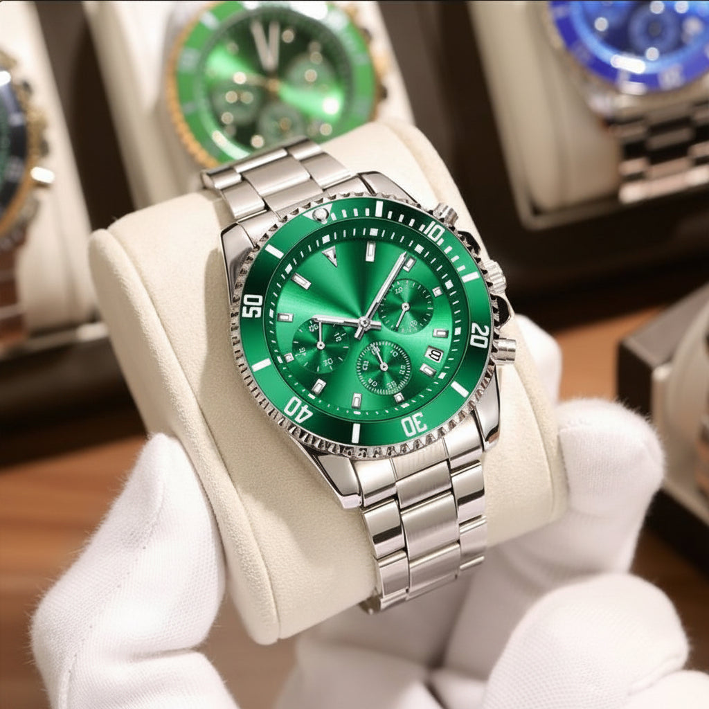 Hommes multifonctionnels
Montre de luxe en quartz
Lumière nocturne à l'eau
Diversificateur du style d'affaires
Série acier inoxydable
Mode de loisirs
montre-bracelet