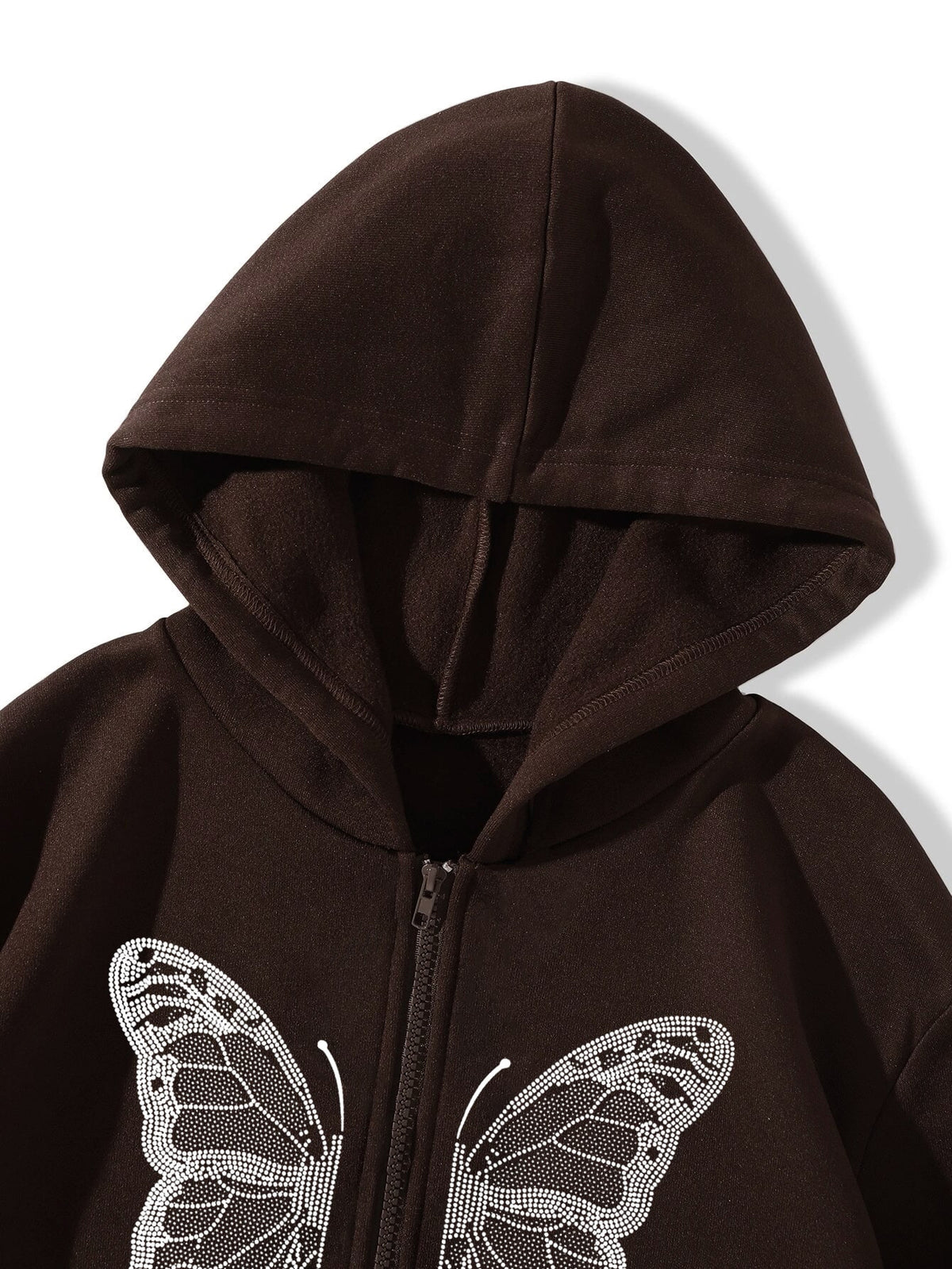 2022 cross-border autumn and winter European and American Y2K butterfly print large size loose pocket hooded zipper men's and women's sweater jacket
