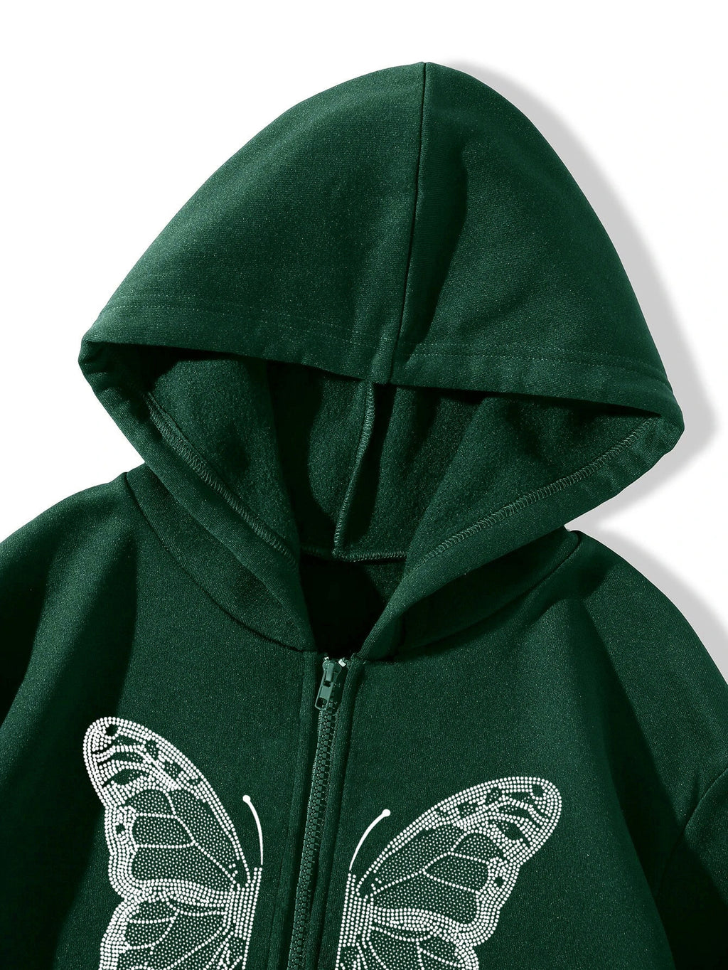 2022 cross-border autumn and winter European and American Y2K butterfly print large size loose pocket hooded zipper men's and women's sweater jacket