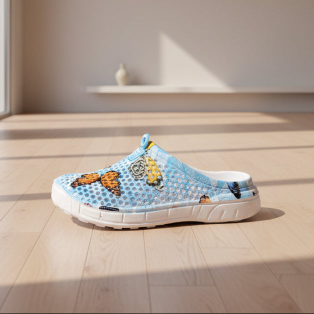 Chaussures à trou pour femmes transfrontalières à motif papillon, pantoufles de plage, extérieur I