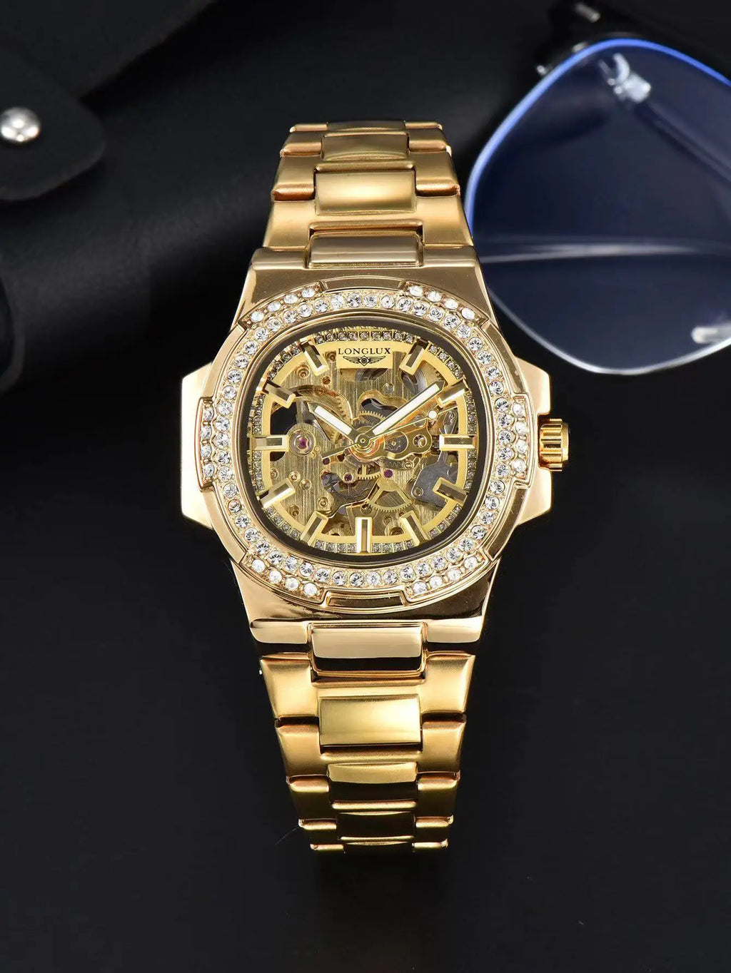 LONGLUX — Montre Squelette Automatique Homme, Acier Inoxydable
