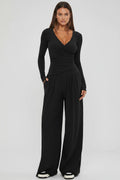 Ensemble pantalon large automne-hiver 2025 pour femme, à manches longues, tenue de sport polyvalente pour diverses occasions, idéale pour le quotidien et les trajets domicile-travail, article très tendance.