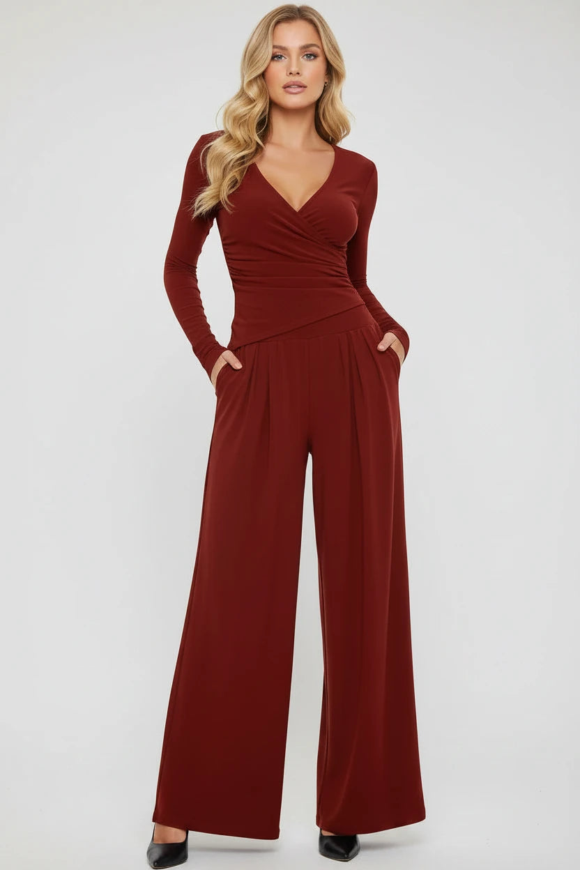 Ensemble pantalon large automne-hiver 2025 pour femme, à manches longues, tenue de sport polyvalente pour diverses occasions, idéale pour le quotidien et les trajets domicile-travail, article très tendance.