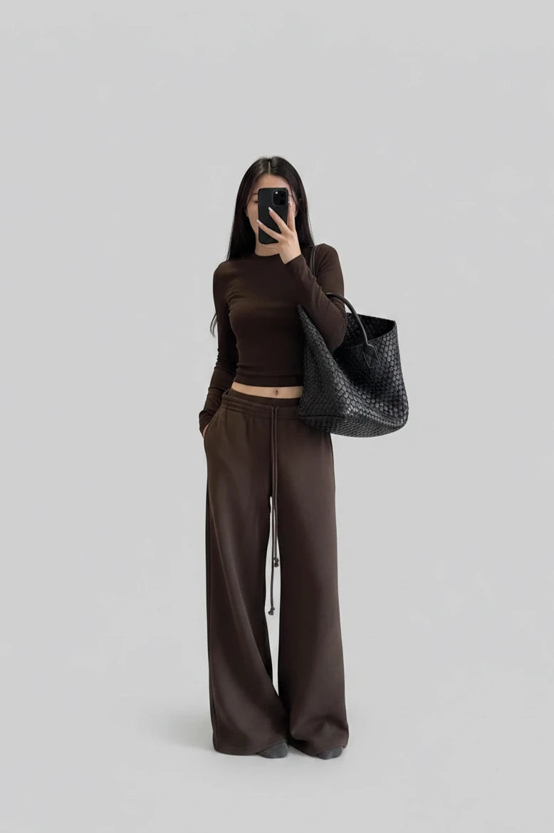 Ensemble jogging décontracté style américain pour femme, automne, coupe ample et rétro, veste à capuche et pantalon large, ensemble 2 pièces