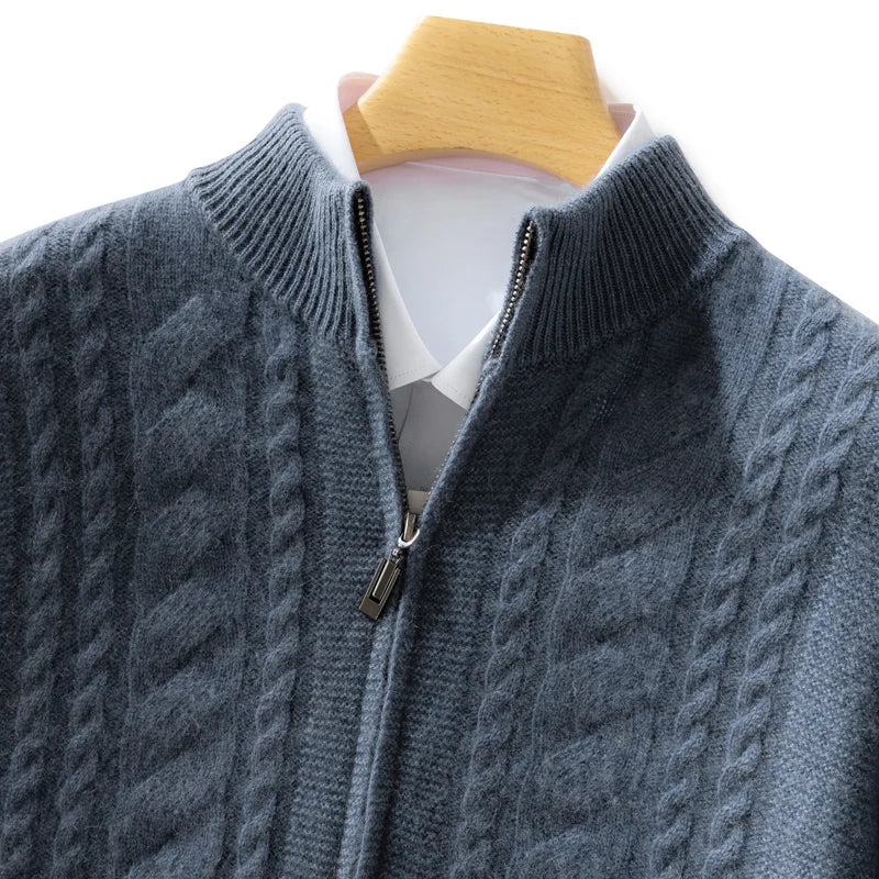 Mock-up d'homme de haute qualité
Cardigan torsadé à col
Automne Hiver Épais
Fermeture éclair 100% mérinos
Pull en laine décontracté
Manteau Cashmere
tricots