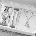 Ensemble de 6 montres pour femme, montre tendance avec bracelet en acier entièrement serti de diamants, affichage analogique à quartz, ensemble de bijoux (sans boîte)