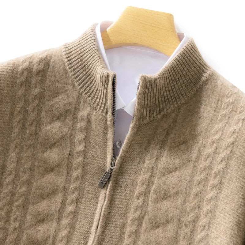Mock-up d'homme de haute qualité
Cardigan torsadé à col
Automne Hiver Épais
Fermeture éclair 100% mérinos
Pull en laine décontracté
Manteau Cashmere
tricots